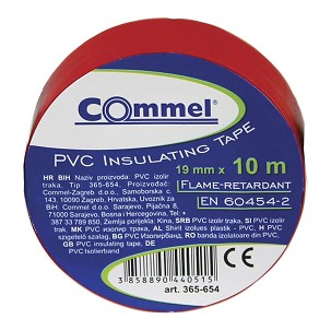 [365-654] - Commel szigetelőszalag 19mm x 10m piros 1 db