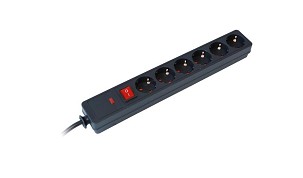 [380-105] - Commel elosztó, túlfeszültség elleni védelemmel, 6-os 3m, 16A, 3500W