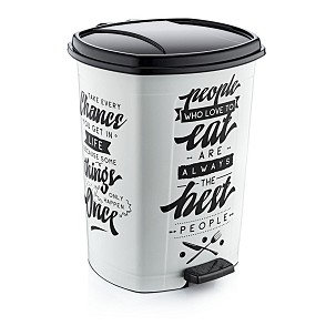 [D009X137] - Műanyag pedálos szemetes, fehér/fekete mintás, GOGO 20L