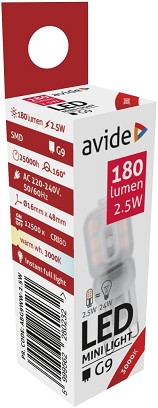 [ABG9WW-2-5W] - Avide LED 2.5W G9 WW 3000K