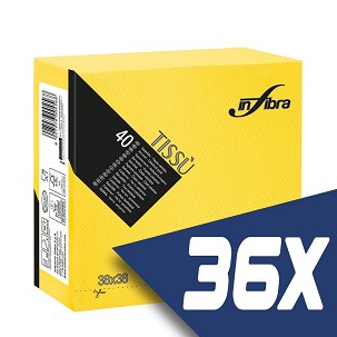 [I0458-KARTON] - Infibra Serviette 38x38cm Gelb 2-lagig 40 Blatt/Packung (36 Packungen)