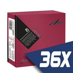 [I0463-KARTON] - Infibra Serviette 38x38cm Bordeaux 2-lagig 40 Blatt/Packung (36 Packungen)
