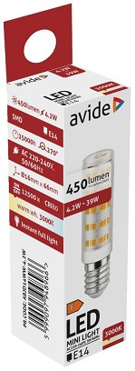 [ABJD14WW-4-2W] - Avide LED 4.2W JD E14 WW 3000K