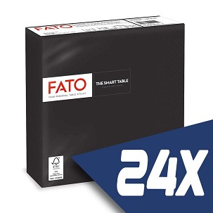 [82622500-KARTON] - Fato Szalvéta 33x33cm fekete 2 rétegű 50 lap/csomag (24 csomag)