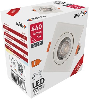 [ALDLS38WW-S-5W] - Avide LED Panel einbaubar 38° quadratisch 5W WW 3000K