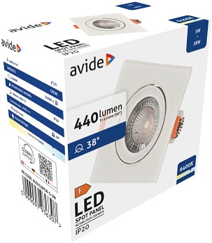 [ALDLS38CW-S-5W] - Avide LED panel Beépíthető 38° Négyzetes 5W CW 6400K