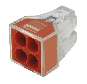 [365-465] - Commel 4-es vezeték összekötő tömör vezetékekhez, 0,75-2,5 mm2, átlátszó narancs, 20 db