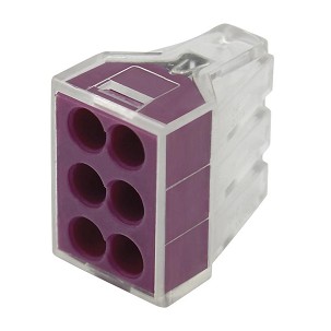 [365-466] - Commel 6-os vezeték összekötő tömör vezetékekhez, 0,75-2,5 mm2, átlátszó sárga, 10 db
