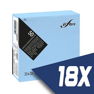 [I0302-KARTON] - Infibra Serviette 33x33cm hellblau 2-lagig 50 Blatt/Packung (18 Packungen)