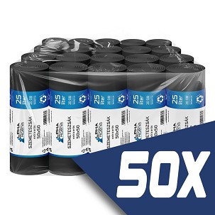 [SZ2512-GYUJTO] - Szemeteszsák fekete 50x50 12mikron 25L 20db/tekercs (50 tekercs)