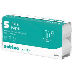 [W070560] - Wepa Liquify toalettpapír 3 rétegű, fehér, 250lap, 8 tekercs/csomag, 8 csomag/zsák