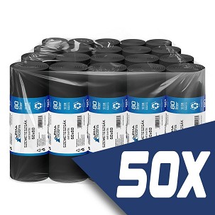 [SZ8020-GYUJTO] - Szemeteszsák fekete 60x80 20mikron 80L 10db/tekercs (50 tekercs)