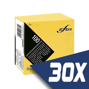 [I0728-KARTON] - Infibra Serviette 25x25cm zitronengelb 2-lagig 100 Blatt/Packung (30 Packungen)