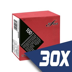 [I0264-KARTON] - Infibra Serviette 25x25cm rot 2-lagig 100 Blatt/Packung (30 Packungen)