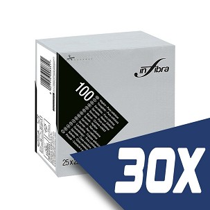[I0495-KARTON] - Infibra Serviette 25x25cm grau 2-lagig 100 Blatt/Packung (30 Packungen)