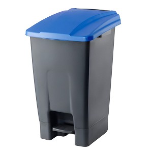 [UP228K] - Planet Mülltrennbehälter, Kunststoff, mit Pedal, anthrazit/blau, 70L