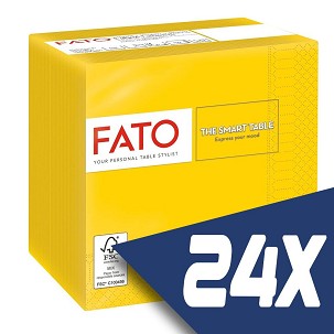 [82221003-KARTON] - Fato Szalvéta 24x24cm sárga 2 rétegű 100 lap/csomag (24 csomag)