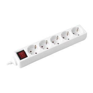 [COM-0817] - Commel elosztó, hosszabbító 5-ös, kapcsolóval, érintésvédelemmel, fehér, 1,4m, 16A, 3500W