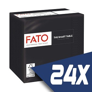 [82219003-KARTON] - Fato Szalvéta 24x24cm fekete 2 rétegű 100 lap/csomag (24 csomag)