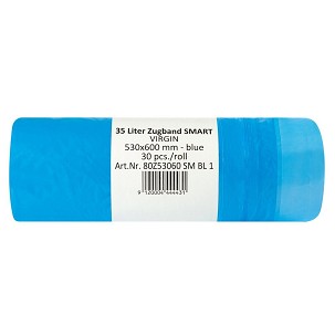 [80Z53060SMBL1] - Wastey's szemeteszsák 53x60cm, 35 literes HDPE kék, szalagos, 30 darab/tekercs