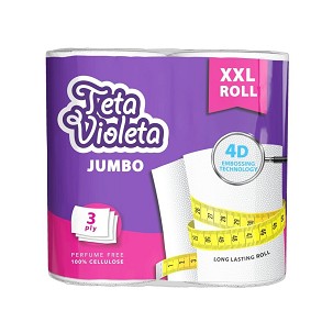 [V335] - VIOLETA háztartási papírtörlő JUMBO XXL prémium, 3 rétegű, 2 tekercs