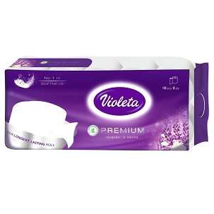 [V366] - VIOLETA prémium toalettpapír, 3 rétegű, fehér, 10 tekercs